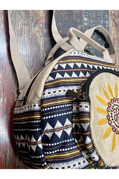 street&bagdnz Fargin Ethnic Authentic Bohemian Round Embroidered Backpack Daily Travel Waterproof Backpack