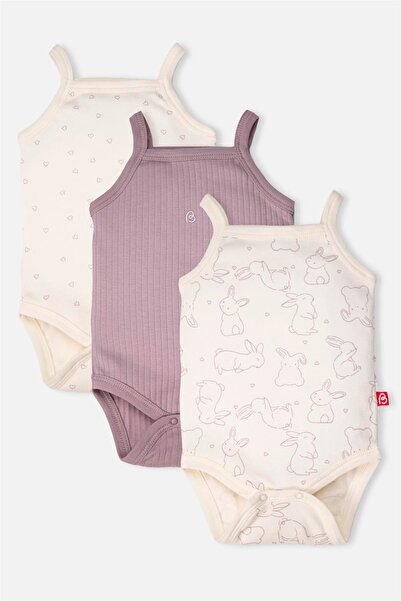Bebetto ملابس داخلية نسائية مكونة من 3 قطع (أرنب لطيف) باللون الأرجواني