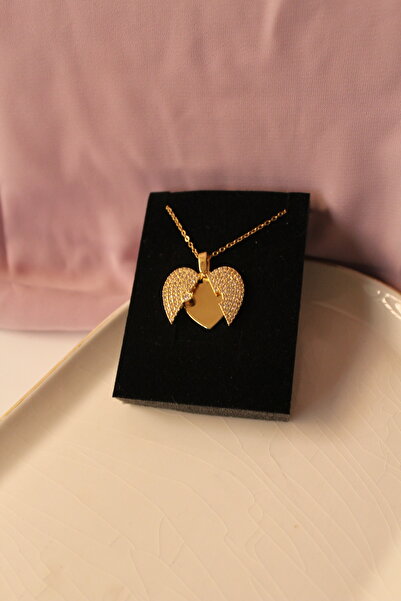 Kudi Gold Necklace in the Shape of a Heart with Zircon Stones That Open and Close