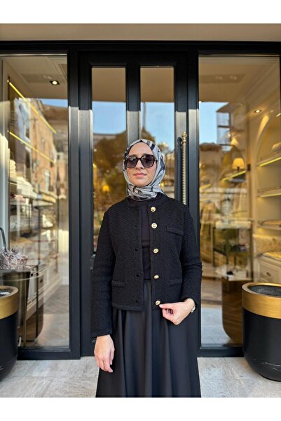 TERZİ DÜKKANI Td4601 Verona Textured Women's Cardigan Black