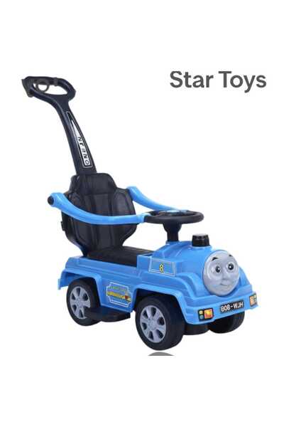 STAR TOYS Children's push car with control handle – cute train design – blue color –