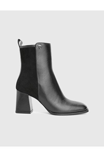 İLVİ Jona Genuine Suede Leather Black Women's Heeled Boots