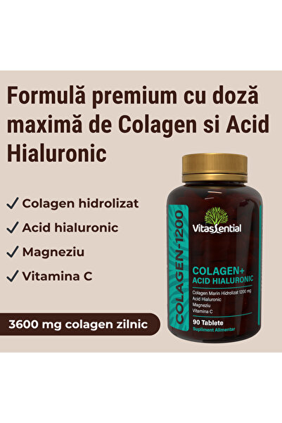 Vitassential Hydrolyzed Marine Collagen + Hyaluronic Acid - bones, joints, skin, hair and nails, 90 pills