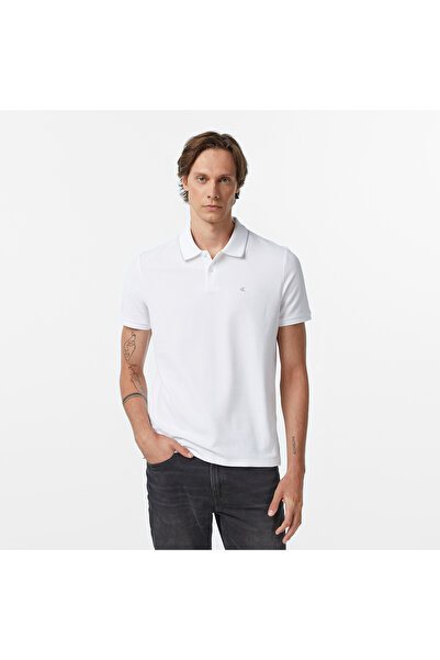 Calvin Klein Refined Pique Tipped Classic Erkek Beyaz Polo