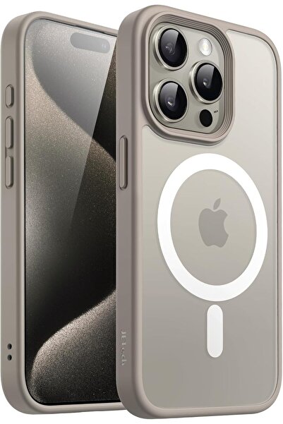 JETech جراب مغناطيسي لهاتف iPhone 15 Pro مقاس 6.1 بوصة (متوافق مع MagSafe) - تيتانيوم طبيعي