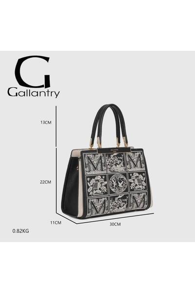 gallantry Women's bag Paris DQ-8698 with Printed , black/beige, dimensions 30x22x11cm