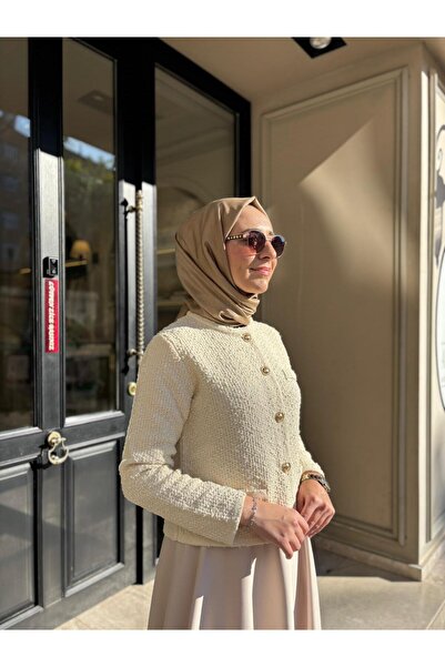 TERZİ DÜKKANI Td4601 Verona Textured Women's Cardigan White