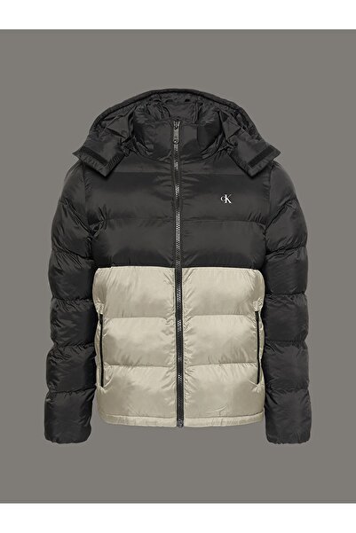 Calvin Klein Ανδρικό κομψό παλτό μαύρο-κρεμ, κατάλληλο για χειμερινή χρήση LV04RD527G YAS