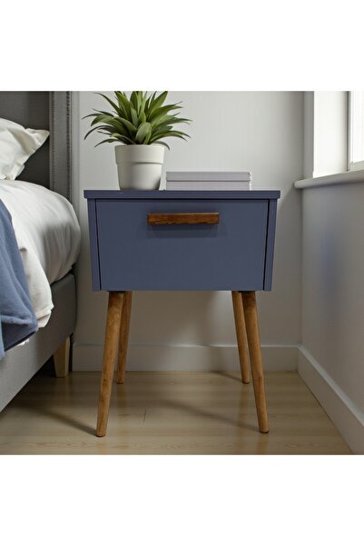 Çatı Home ZETA KOMODİN KAPAKLI, EGE MAVİ RENK, AHŞAP AYAKLI, SEHPA
