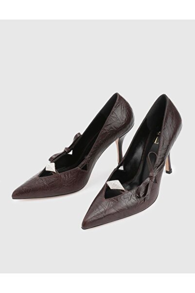 İLVİ Dario Genuine Leather Brown Women's Heeled Shoes