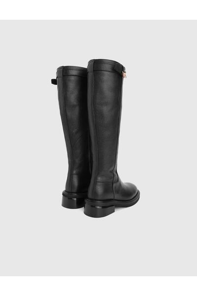 İLVİ Vona Genuine Floater Leather Black Women's Boots