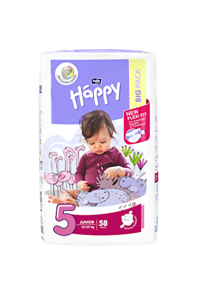 Happy Junior Diapers 5, 12-25 kg, 58 pcs, Old Version - Excellent Absorption