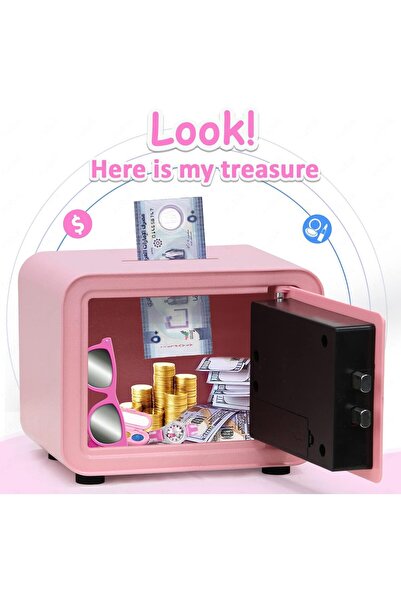RUBIK Digital Piggy Bank Safe Box with Deposit Slot for Kids (Pink)