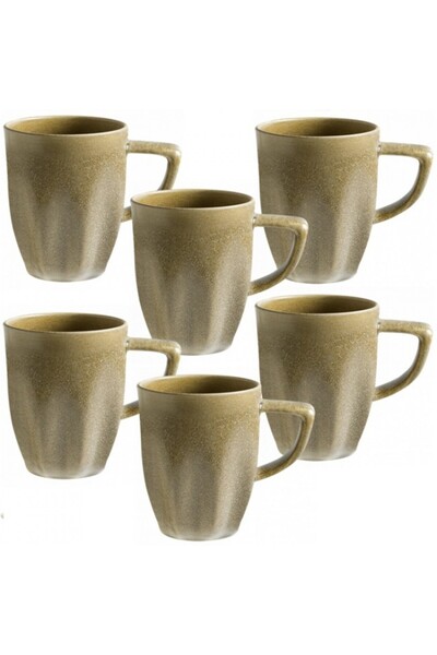Bonna Set of 6 Raw Terra porcelain mugs 320ml, brown