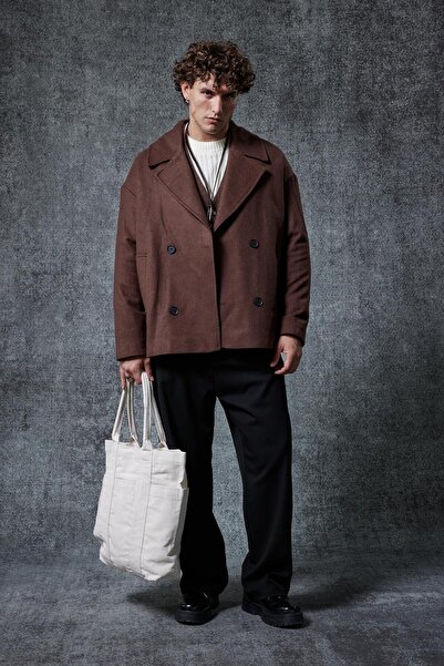 ablukaonline Мъжко палто с двойно закопчаване в тъмнокафяво