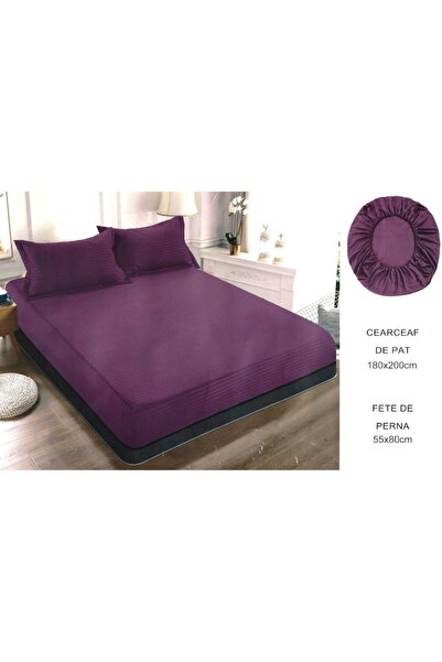 Unicorn Concept Bed cover set with elastic and 2 pillowcases, 180x200 cm, Purple