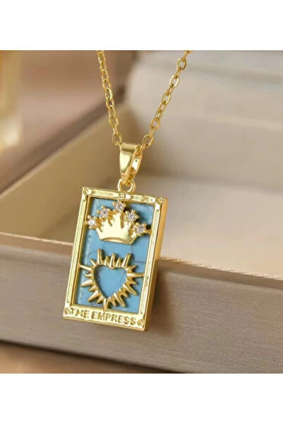 naaksesuar Empress Kraliçe Tarot Çelik Kolye