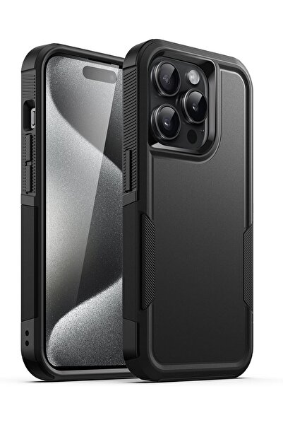 JETech جراب لهاتف iPhone 15 Pro Max مقاس 6.7 بوصة، متين ومتين مزدوج الطبقات (أسود)