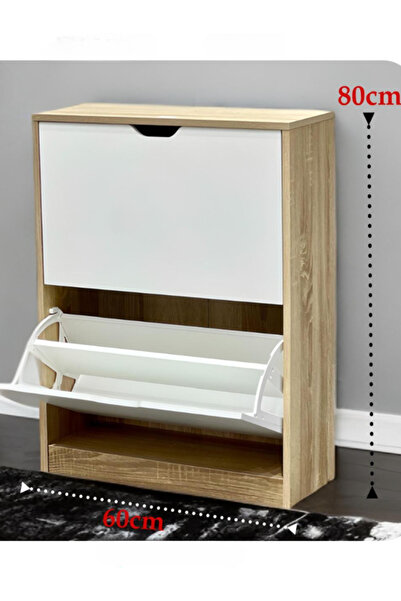 BEC39 Space-saving wooden shoe cabinet, 80 cm high