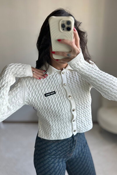 MoyStore Mivuu White Knitted Thick Cardigan