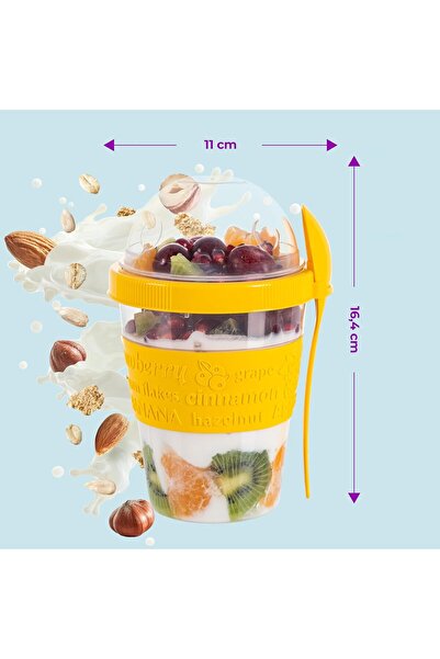 DELPI Set of 4 2-in-1 Food Containers with Spoons - 800 ml, Multicolor