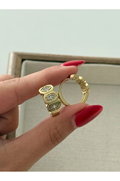 naaksesuar Melis Göral Model Steel Stone Hoop Earrings