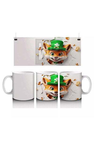 Wisdom Rain لاعب الثعلب مع قبعة سانت باتريك - كوب قهوة مطبوع