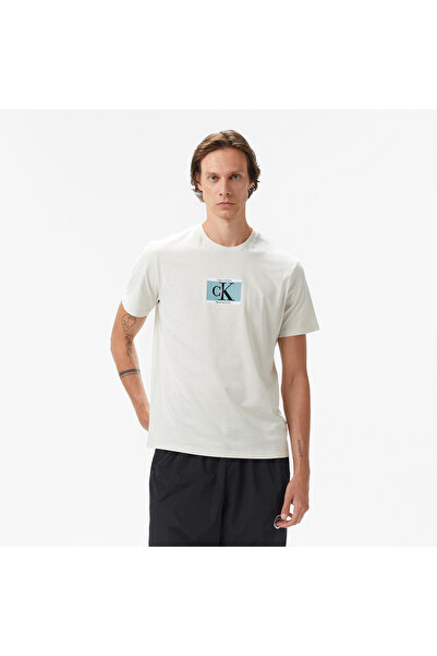 Calvin Klein Box Tape Graphic Erkek Beyaz T-Shirt