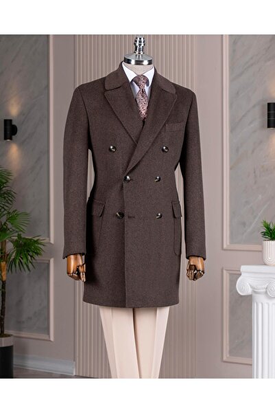 TerziAdemAltun Italian Style S Slim Fit K Double-Breasted Wool Blended Cashme...