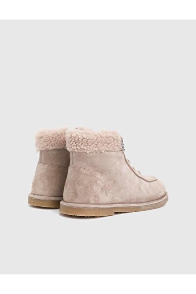 İLVİ Juno Genuine Suede Leather Plush Beige Women's Boots