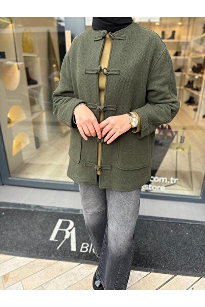 QOOQ STORE 26Fw613 Chinese Button Women's Jacket Khaki Green