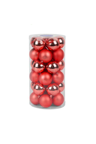Strend Pro Set 30 de globuri pentru bradul de Craciun, rosii, plastic, diamet...