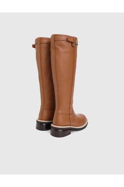 İLVİ Vona Genuine Floater Leather Tan Women's Boots