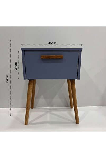 Çatı Home ZETA KOMODİN KAPAKLI, EGE MAVİ RENK, AHŞAP AYAKLI, SEHPA