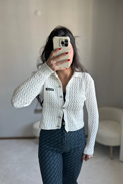 MoyStore Mivuu White Knitted Thick Cardigan