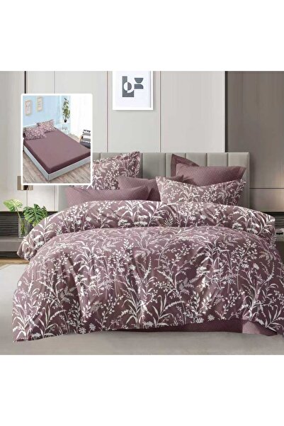 Pucioasa Double bed linen 6 pieces with elastic, purple floral