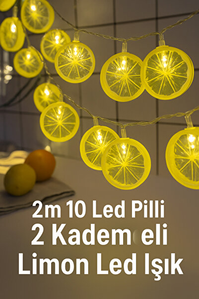 Yenilig 2 Metre 10 Led Limon Işık - Pilli, 2 Kademeli ve Dekoratif Yaz Temalı...
