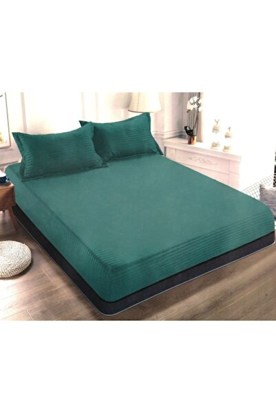 Unicorn Concept Bed cover set with elastic and 2 pillowcases, 180x200 cm, Dark Green