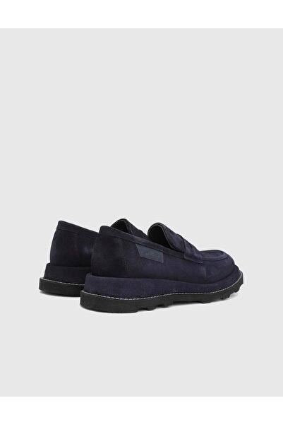 İLVİ Leyn Genuine Suede Leather Navy Blue Men's Loafer Shoes
