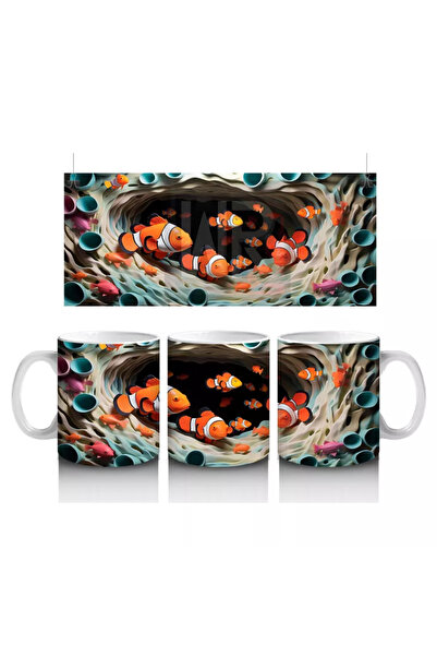 Wisdom Rain سمكة المهرج العائمة بين المرجان - كوب قهوة مطبوع