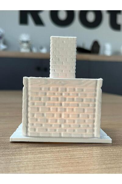 Root Made Mini Şömine Tealight Mumluk Dekoratif Obje Kış Dekoru Konsol Ünite Süsü Yeni Yıl Hediyesi -Mum Dahil