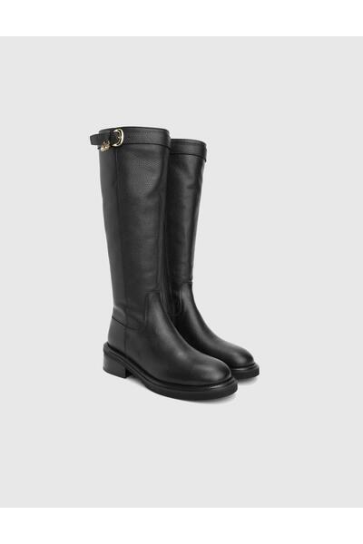 İLVİ Vona Genuine Floater Leather Black Women's Boots