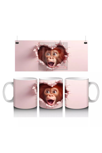 Wisdom Rain القرد الذي يراقبنا من خلال الجدار المكسور - كوب قهوة مطبوع