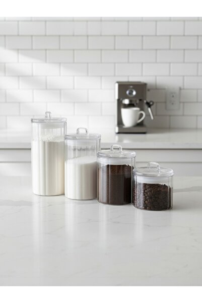 Suo Home Minimalist Pantry Set 4-Piece Borosilicate Glass Vacuum Lid Jar Set