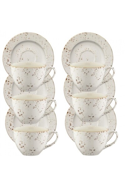 Bonna Set 6 cesti cafea 80ml cu farfurioara Grain portelan