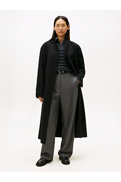 Tommy Hilfiger Çift Taraflı Yün Normal Kesim Kemerli Maxi Kadın Mont WW0WW47286BDS