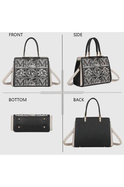 gallantry Women's bag Paris DQ-8698 with Printed , black/beige, dimensions 30x22x11cm