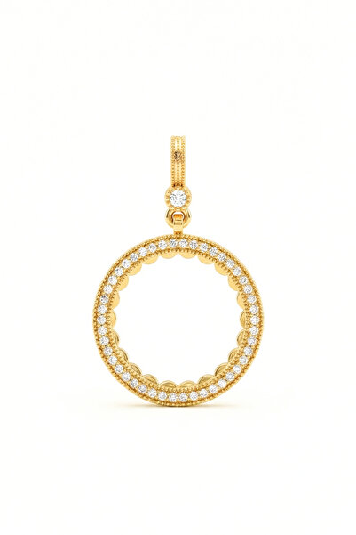 TwinsCollection Yarımlı Altın Uyumlu Kolye Ucu - Altın Takılan Kolye Ucu