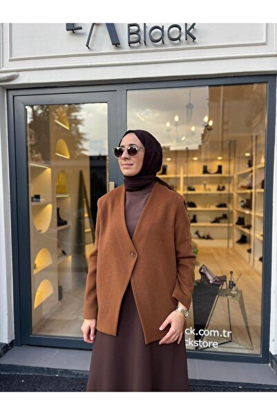 QOOQ STORE 26FW618 Γυναικείο μπουφάν με ένα κουμπί Camel