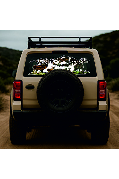 StickITsibiu Sticker Auto-Moto – Deer Family Forest Camo | Print Premium Laminat Lucios – 20×10 cm